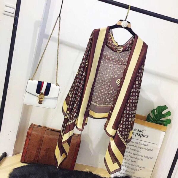Supreme x LV Shawl Scarf Brown For Women 