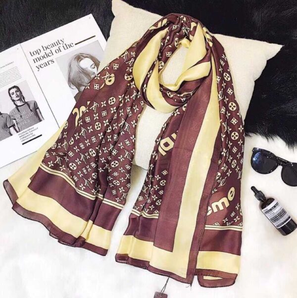 Supreme x LV Shawl Scarf Brown For Women 