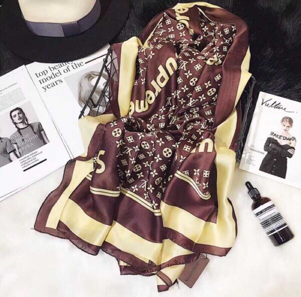 Supreme x LV Shawl Scarf Brown For Women 