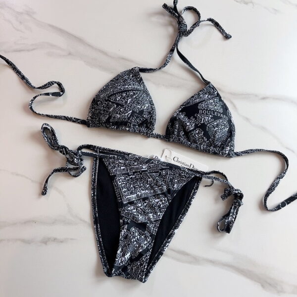 Technical Fabric With Plan De Paris Motif Bikini Black For Women