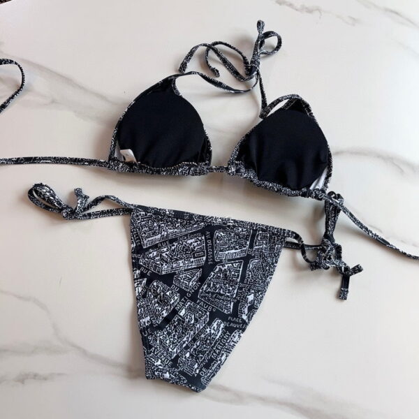 Technical Fabric With Plan De Paris Motif Bikini Black For Women