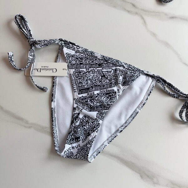 Technical Fabric With Plan De Paris Motif Bikini White And Black For Women 32BB01A2893_X0930 32BP01A2893_X0930