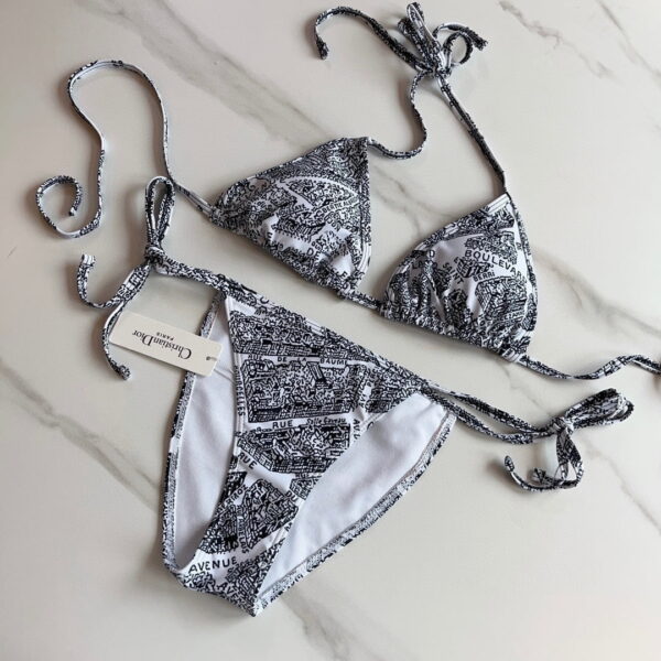 Technical Fabric With Plan De Paris Motif Bikini White And Black For Women 32BB01A2893_X0930 32BP01A2893_X0930