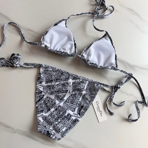 Technical Fabric With Plan De Paris Motif Bikini White And Black For Women 32BB01A2893_X0930 32BP01A2893_X0930