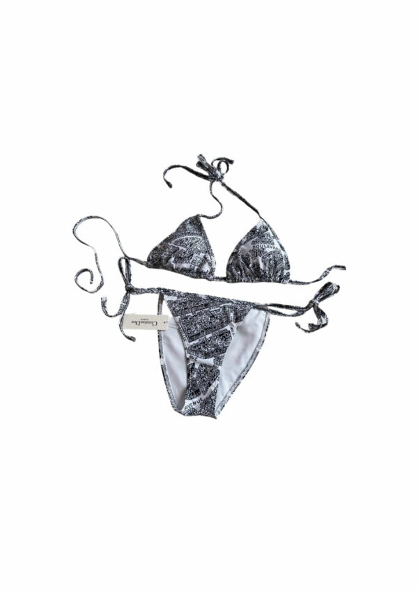 Technical Fabric With Plan De Paris Motif Bikini White And Black For Women 32BB01A2893_X0930 32BP01A2893_X0930