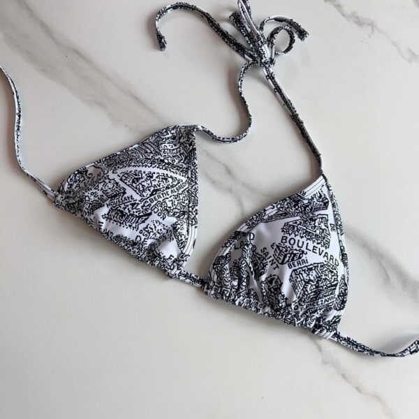 Technical Fabric With Plan De Paris Motif Bikini White And Black For Women 32BB01A2893_X0930 32BP01A2893_X0930