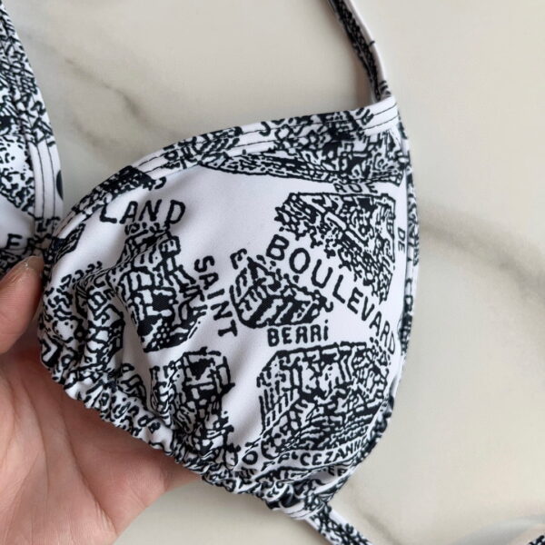 Technical Fabric With Plan De Paris Motif Bikini White And Black For Women 32BB01A2893_X0930 32BP01A2893_X0930