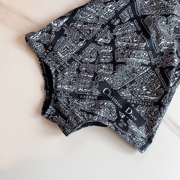 Technical Fabric With Plan De Paris Motif One-Piece Swimsuit Black For Women