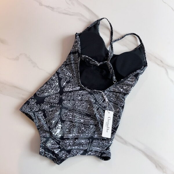 Technical Fabric With Plan De Paris Motif One-Piece Swimsuit Black For Women