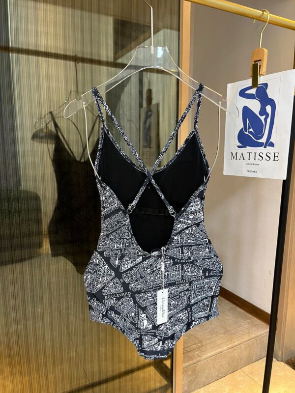 Technical Fabric With Plan De Paris Motif One-Piece Swimsuit Black For Women