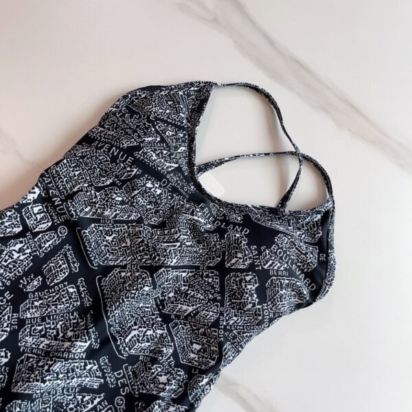Technical Fabric With Plan De Paris Motif One-Piece Swimsuit Black For Women
