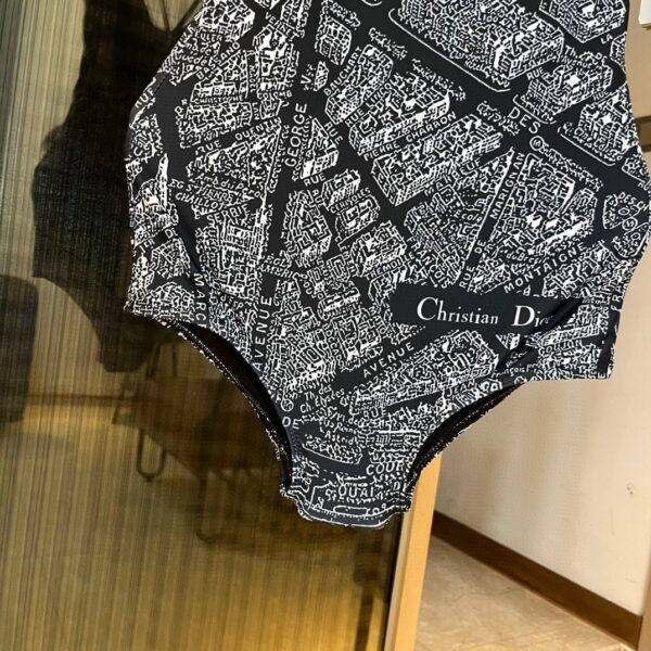 Technical Fabric With Plan De Paris Motif One-Piece Swimsuit Black For Women