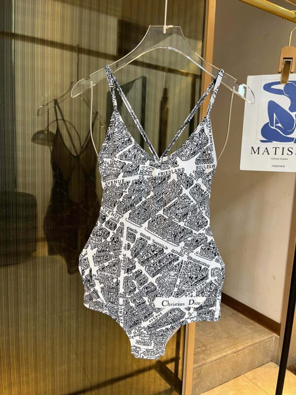 Technical Fabric With Plan De Paris Motif One-Piece Swimsuit White And Black For Women 32BS01A2893_X0930