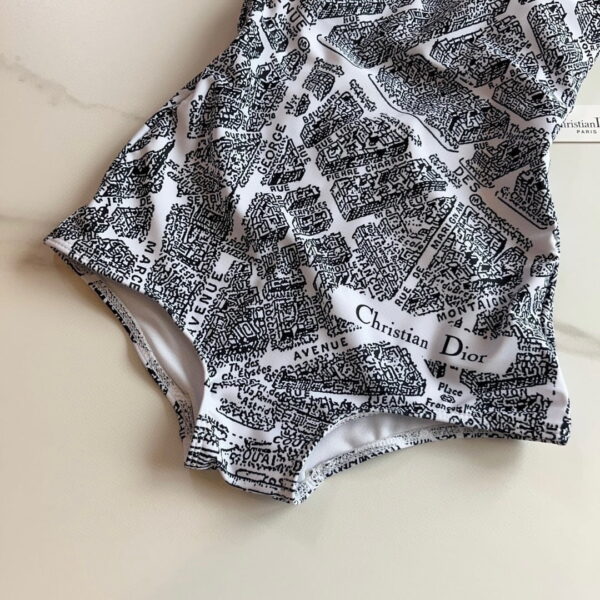 Technical Fabric With Plan De Paris Motif One-Piece Swimsuit White And Black For Women 32BS01A2893_X0930
