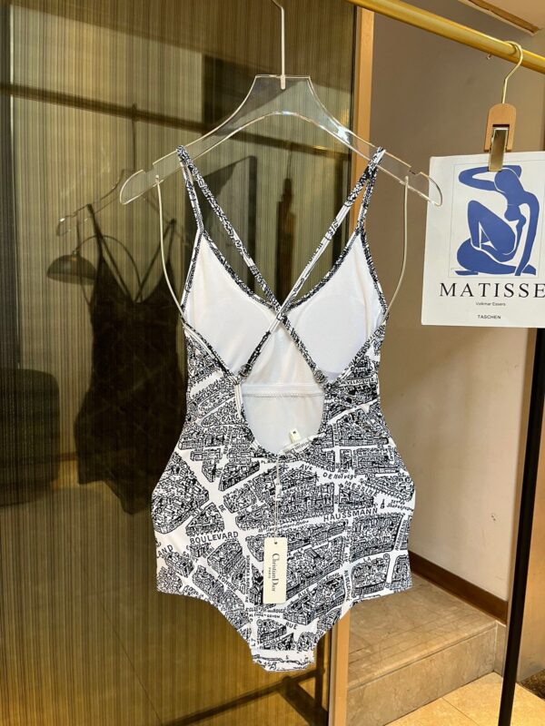Technical Fabric With Plan De Paris Motif One-Piece Swimsuit White And Black For Women 32BS01A2893_X0930