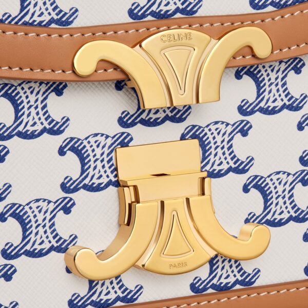 1:1 Replica Teen Triomphe Bag In Triomphe Canvas And Calfskin Blue For Women 188882BZ4.07BL