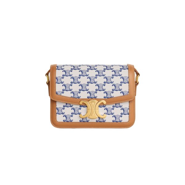 1:1 Replica Teen Triomphe Bag In Triomphe Canvas And Calfskin Blue For Women 188882BZ4.07BL