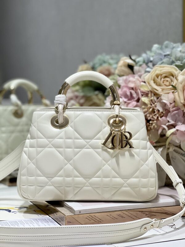 1:1 Replica The Medium Lady 95.22 Bag Black/White/Grey For Women 9.5in/ 24cm
