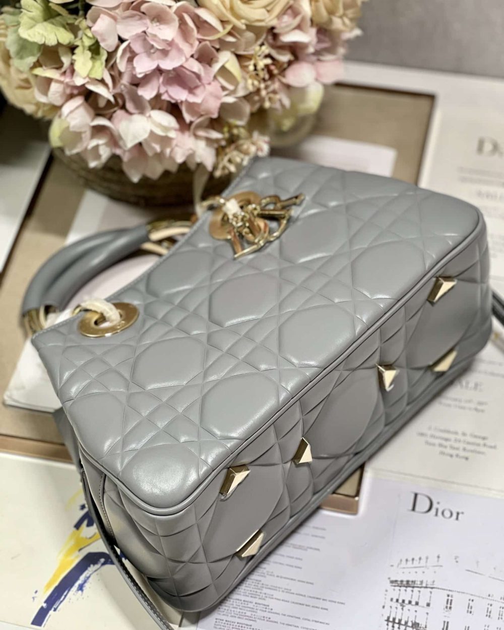 1:1 Replica The Medium Lady 95.22 Bag Black/White/Grey For Women 9.5in/ 24cm