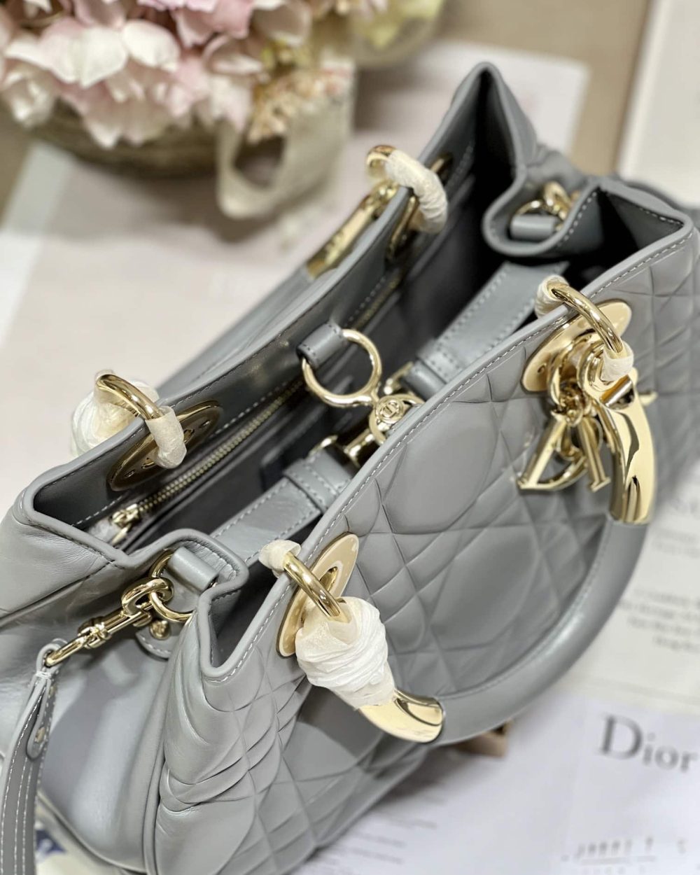 1:1 Replica The Medium Lady 95.22 Bag Black/White/Grey For Women 9.5in/ 24cm