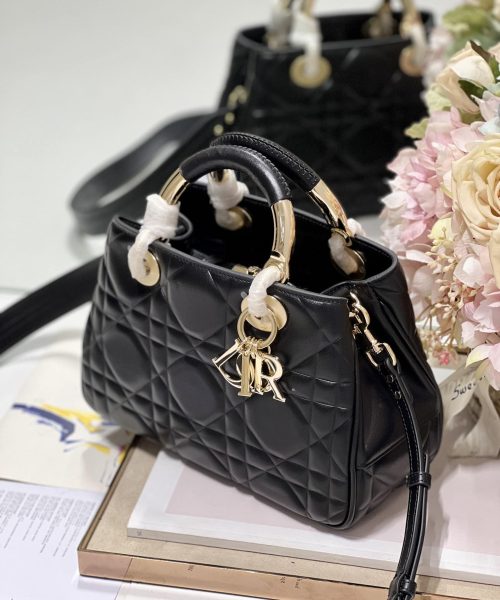 1:1 Replica The Medium Lady 95.22 Bag Black/White/Grey For Women 9.5in/ 24cm