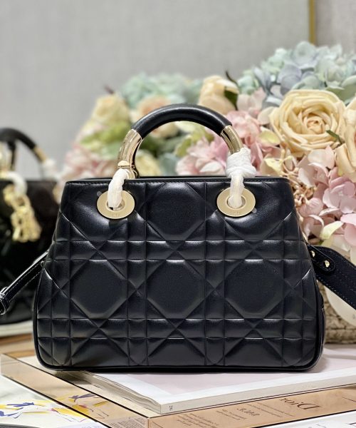 1:1 Replica The Medium Lady 95.22 Bag Black/White/Grey For Women 9.5in/ 24cm