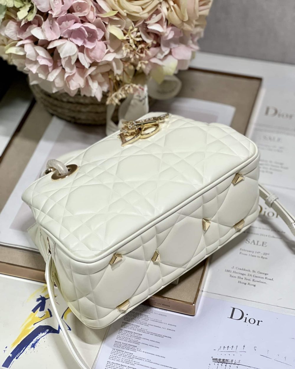 1:1 Replica The Medium Lady 95.22 Bag Black/White/Grey For Women 9.5in/ 24cm