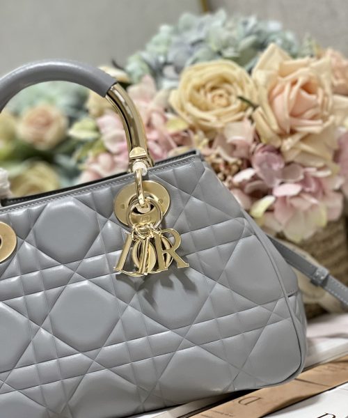1:1 Replica The Medium Lady 95.22 Bag Black/White/Grey For Women 9.5in/ 24cm
