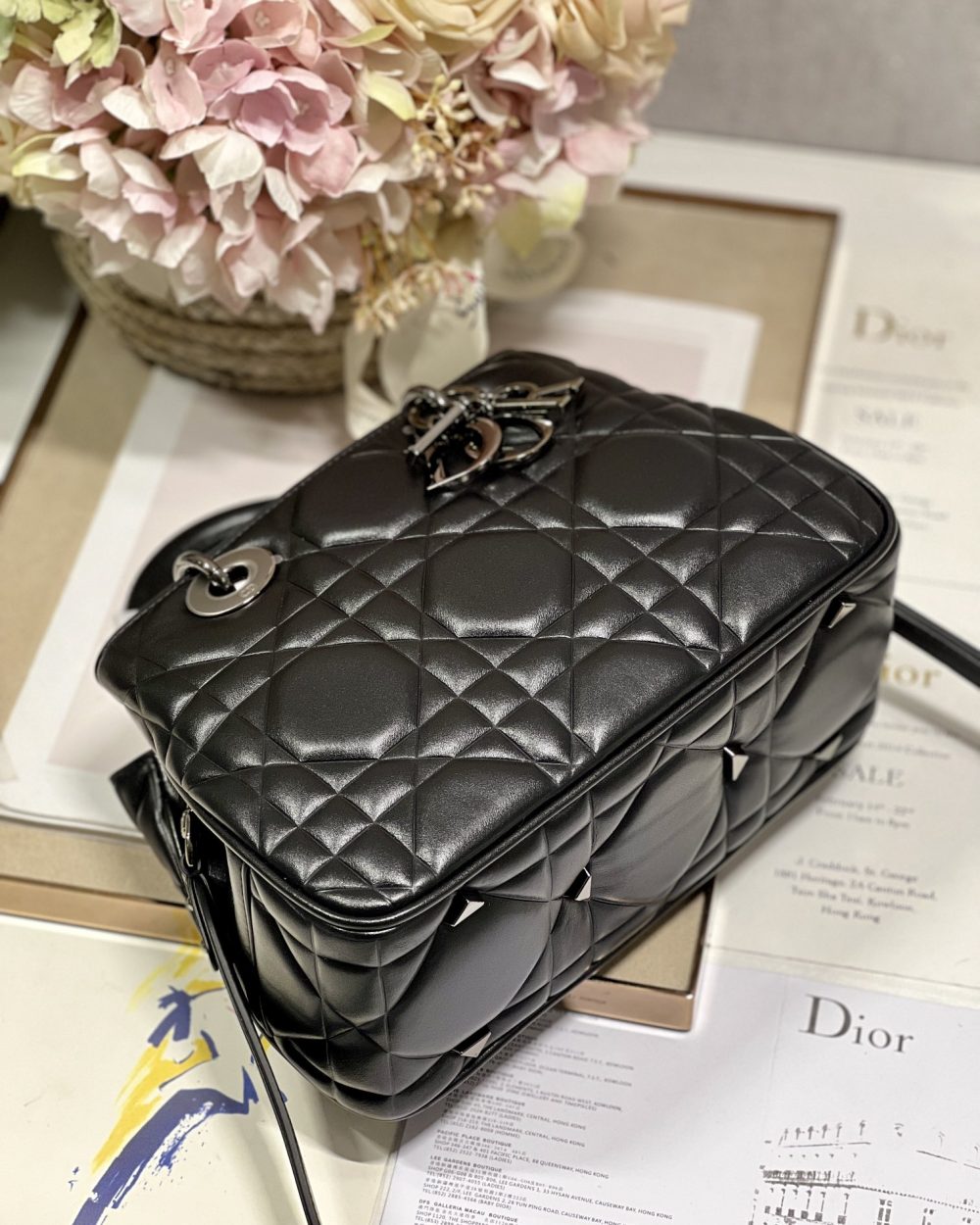 1:1 Replica The Medium Lady 95.22 Bag With Black Tone Hardware Black/White/Grey For Women 9.5in/ 24cm