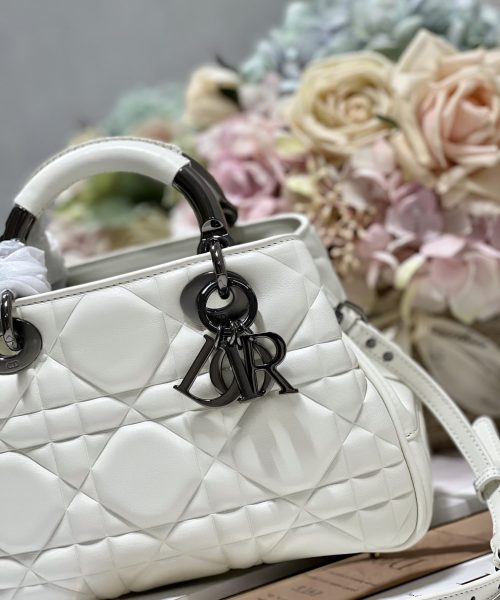 1:1 Replica The Medium Lady 95.22 Bag With Black Tone Hardware Black/White/Grey For Women 9.5in/ 24cm