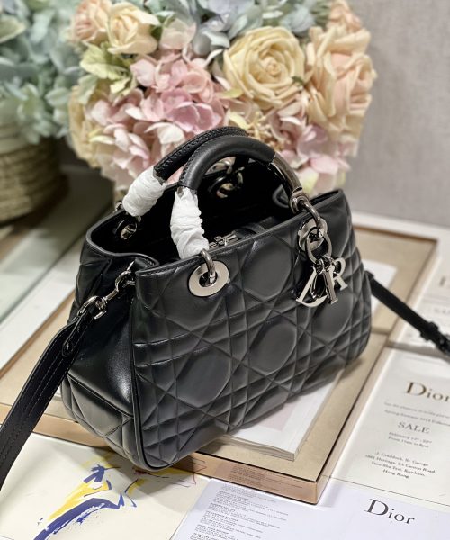 1:1 Replica The Medium Lady 95.22 Bag With Black Tone Hardware Black/White/Grey For Women 9.5in/ 24cm