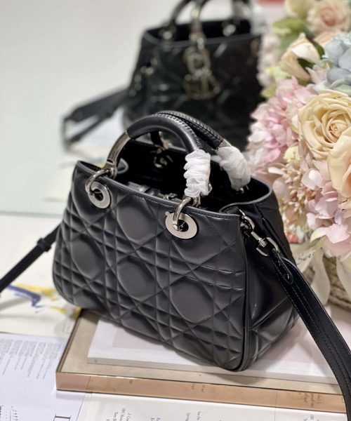 1:1 Replica The Medium Lady 95.22 Bag With Black Tone Hardware Black/White/Grey For Women 9.5in/ 24cm