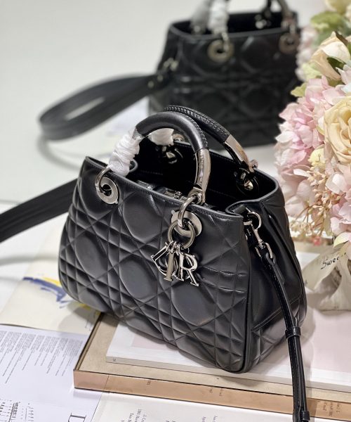 1:1 Replica The Medium Lady 95.22 Bag With Black Tone Hardware Black/White/Grey For Women 9.5in/ 24cm