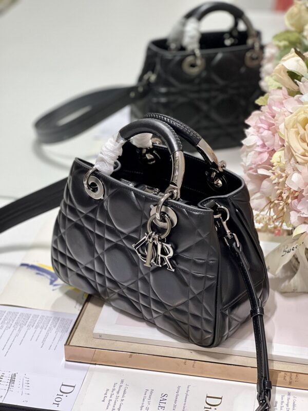 1:1 Replica The Medium Lady 95.22 Bag With Black Tone Hardware Black/White/Grey For Women 9.5in/ 24cm