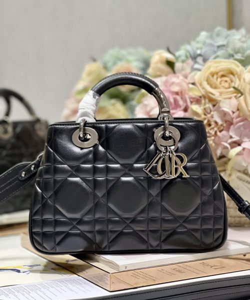 1:1 Replica The Medium Lady 95.22 Bag With Black Tone Hardware Black/White/Grey For Women 9.5in/ 24cm