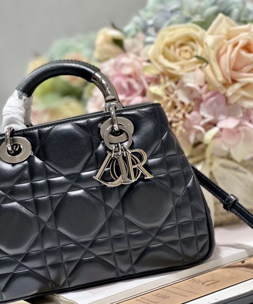 1:1 Replica The Medium Lady 95.22 Bag With Black Tone Hardware Black/White/Grey For Women 9.5in/ 24cm