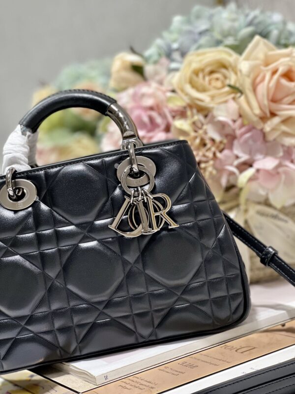 1:1 Replica The Medium Lady 95.22 Bag With Black Tone Hardware Black/White/Grey For Women 9.5in/ 24cm