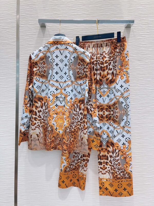 Tiger Fur Pattern Pants And Shirt Pyjama Yellow For Women