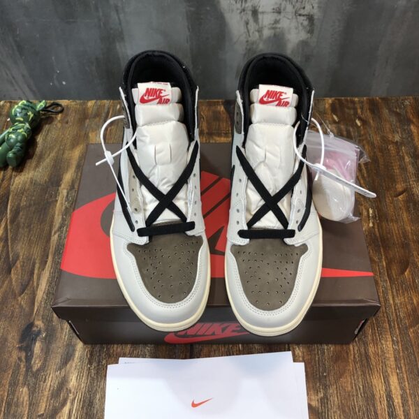 Travis Scott x Nike Air Jordan 1 Retro High OG ‘Mocha’ and White Sneaker For Women, Women's Shoes