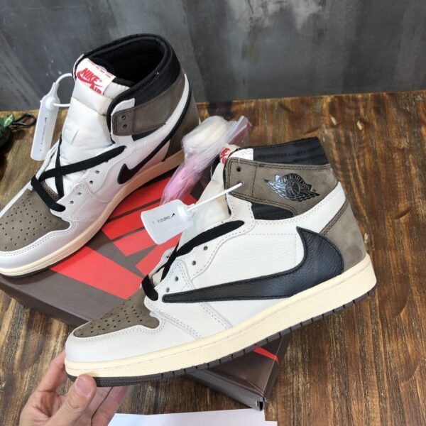 Travis Scott x Nike Air Jordan 1 Retro High OG ‘Mocha’ and White Sneaker For Women, Women's Shoes