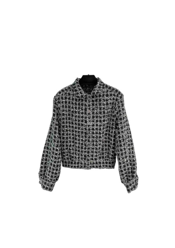 Tweed Checkerd Jacket Black For Women