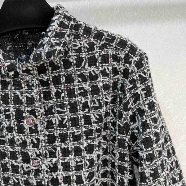Tweed Checkerd Jacket Black For Women