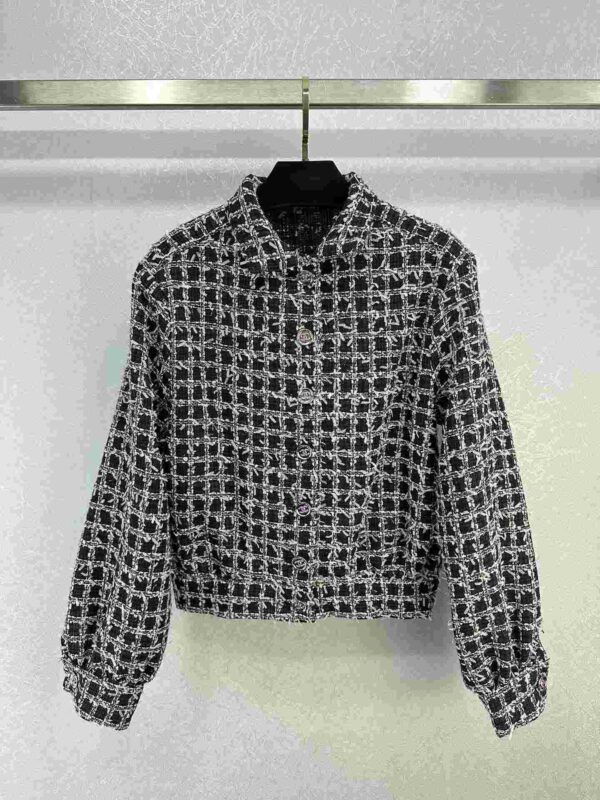 Tweed Checkerd Jacket Black For Women