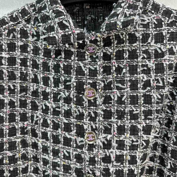Tweed Checkerd Jacket Black For Women