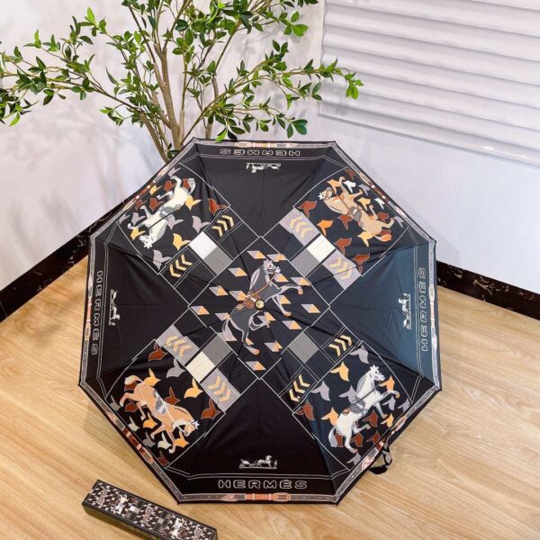 Umbrella With Logo Horse Black