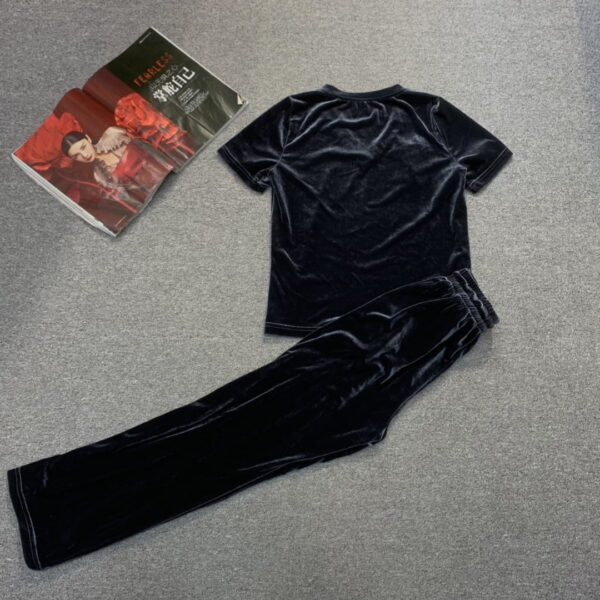 Velvet Material Trousers And Top Black For Women