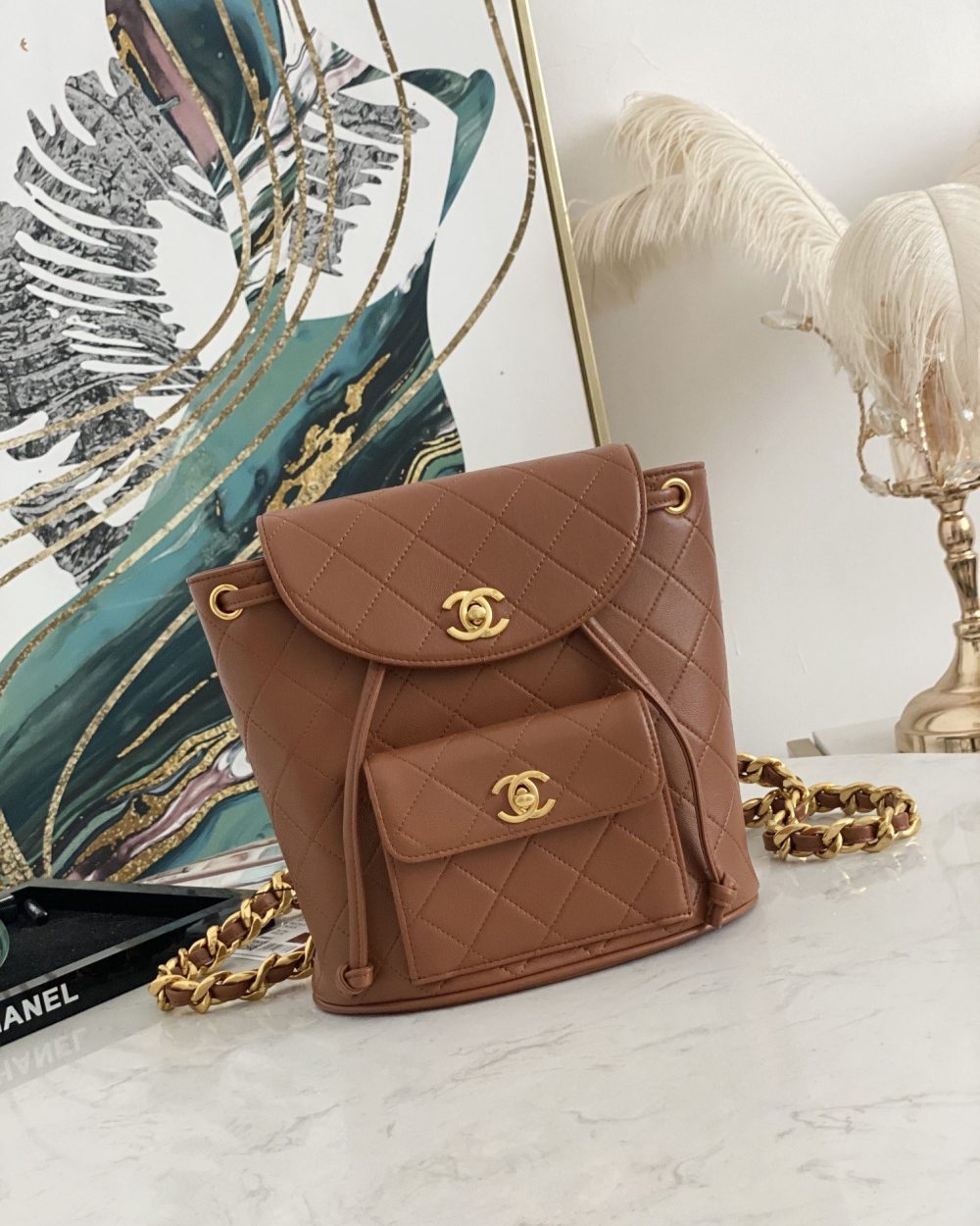 [REP 1:1] Vintage Duma Backpack Black/Brown For Women 8.3in / 21cm