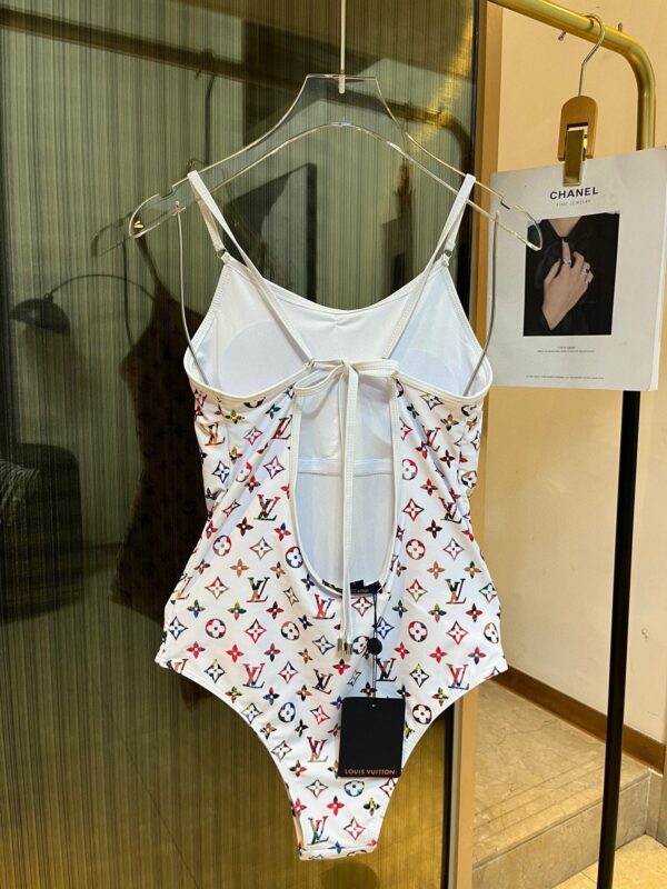 Vintage Flower Monogram One-Piece Swimsuit White For Women