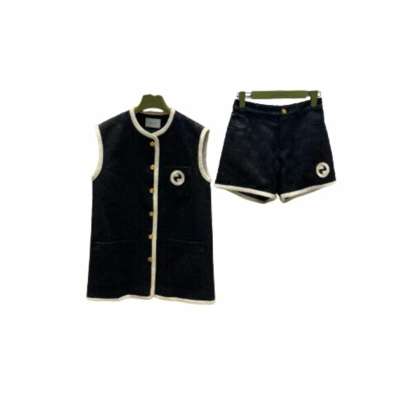 White Border Top And Shorts Black For Women