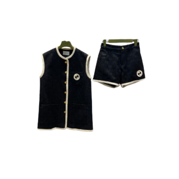 White Border Top And Shorts Black For Women